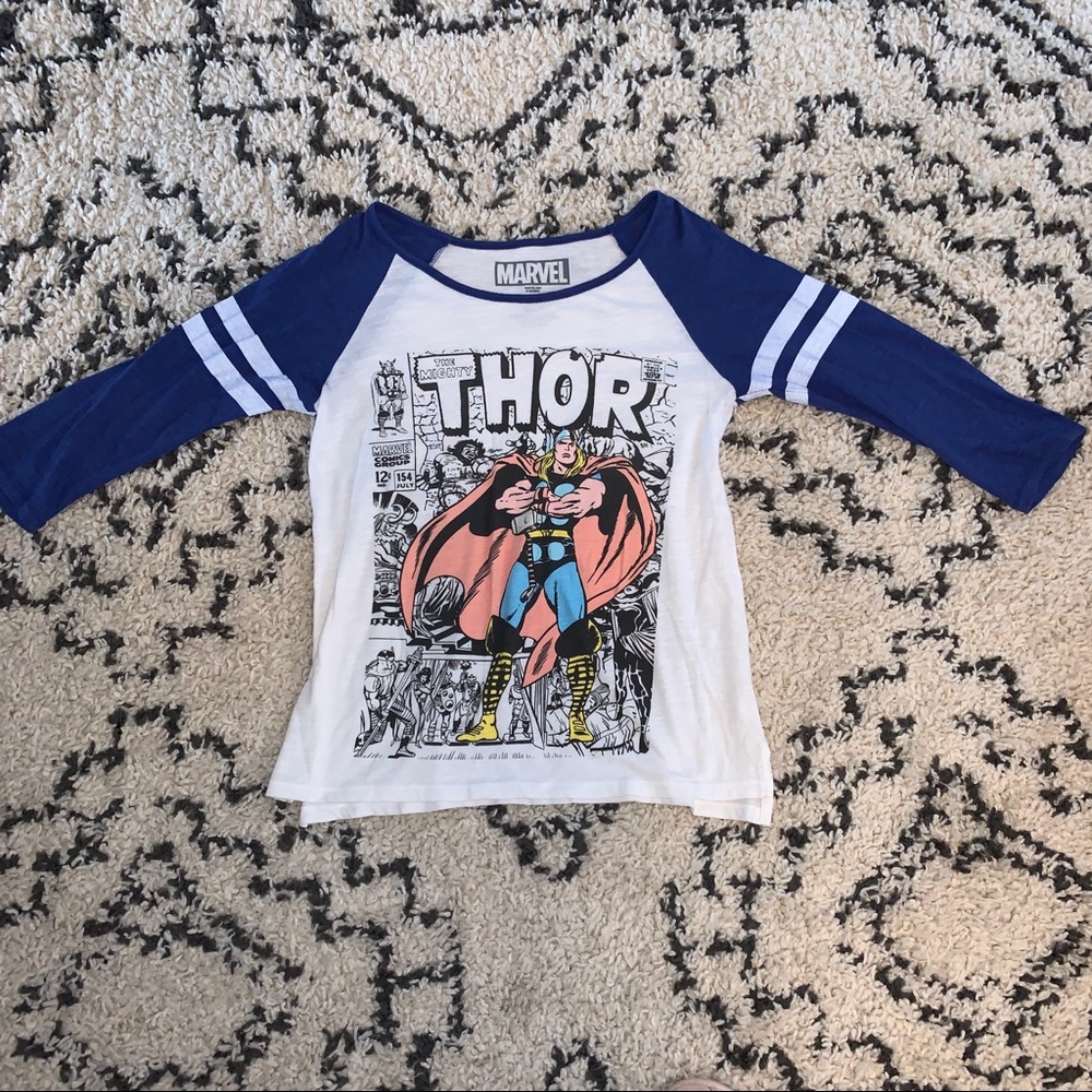 Thor marvel 3/4 length baseball T shirt